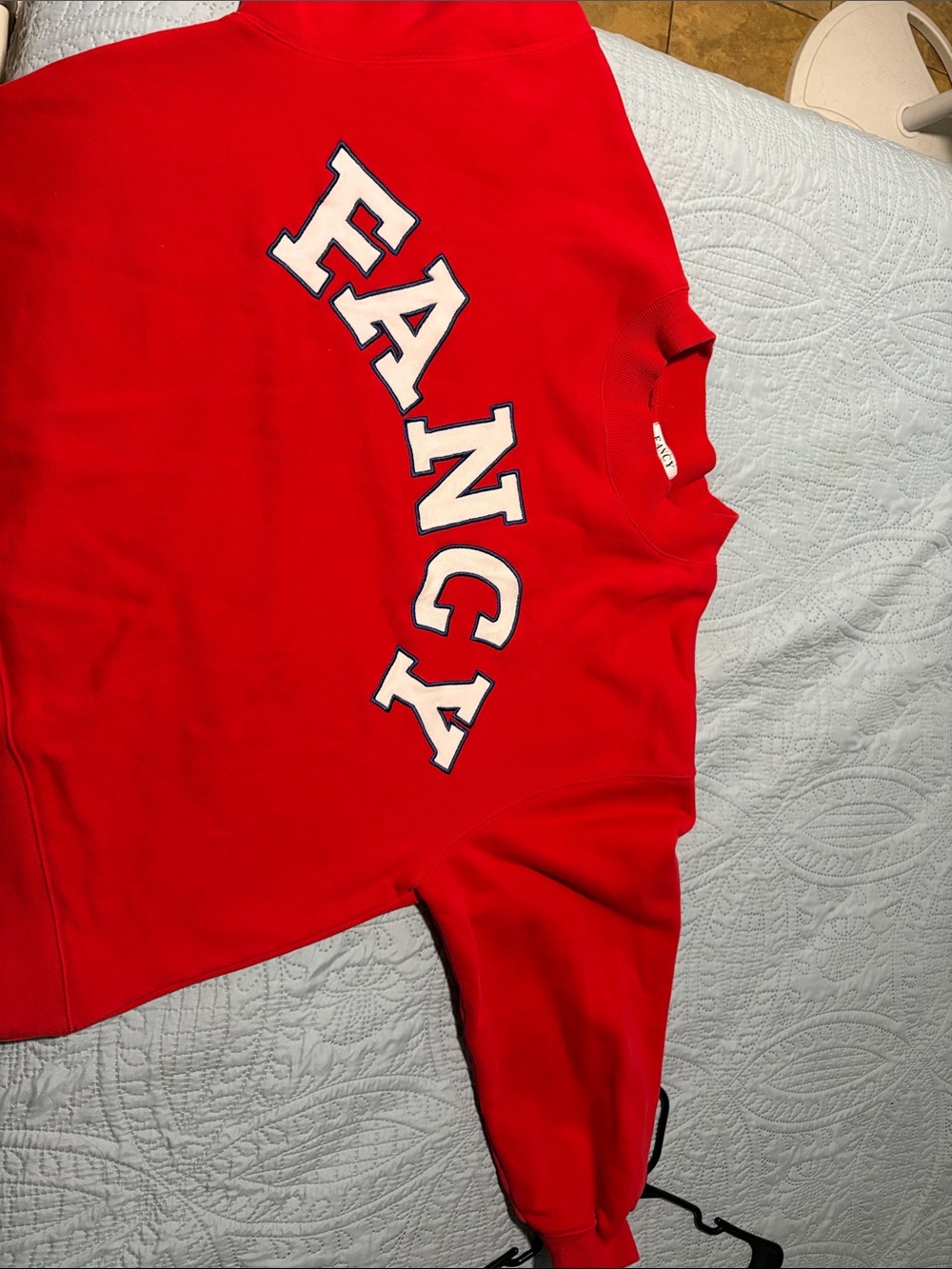 Red 'FANCY' Graphic Crewneck Sweater